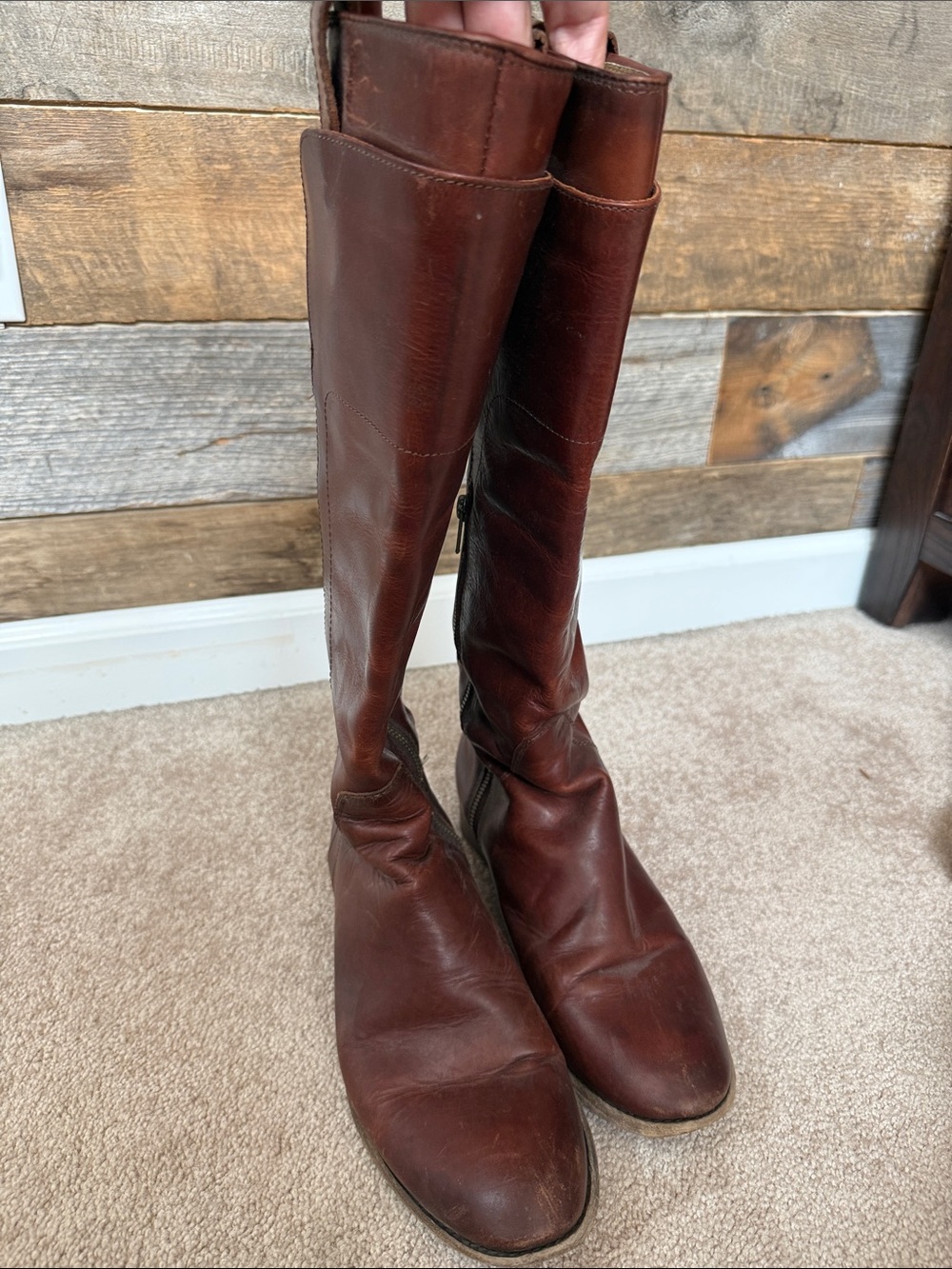 Frye Classic Brown Leather Women's Riding Boots - Picture 2 of 8